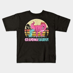 Grandmasaurus T Rex Dinosaur Grandma Saurus Family Matching Kids T-Shirt
